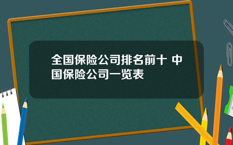 全国保险公司排名前十 中国保险公司一览表